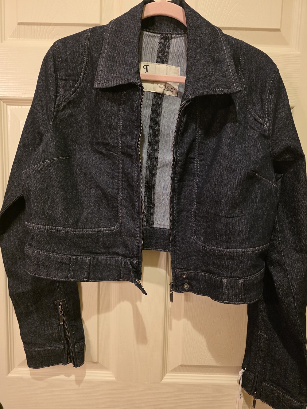 Rumi Shrunken Stretch Denim Moto Jacket by Pilcro - Picture 5 of 9